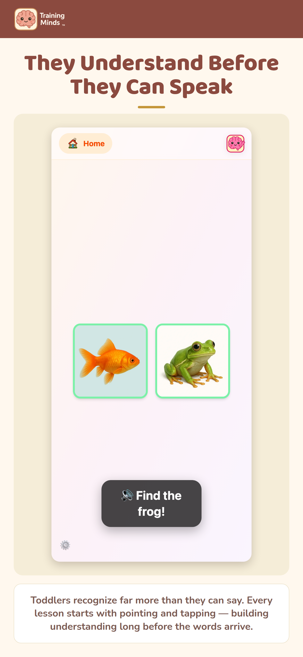 They understand before they can speak — tap-to-recognize gameplay